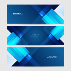 Fototapeta premium Gradient Bright Blue Abstract Memphis Geometric Wide Banner Design Background