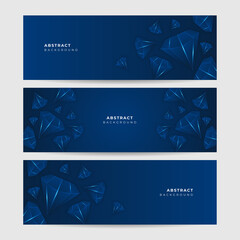 Diamond Blue Abstract 3d Wide Banner Design Background