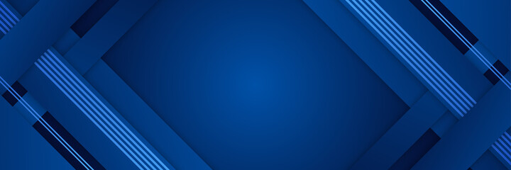 Blend Strapes Dark Blue Abstract Memphis Geometric Wide Banner Design Background