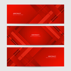 Strapes Red Abstract Memphis Geometric Wide Banner Design Background