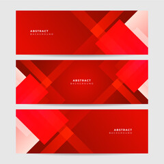 Gradient Bright Red Abstract Memphis Geometric Wide Banner Design Background