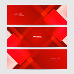 Gradient Bright Red Abstract Memphis Geometric Wide Banner Design Background