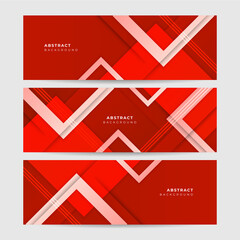 Strapes Frame Red Abstract Memphis Geometric Wide Banner Design Background