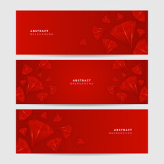 Diamond Red Abstract 3d Wide Banner Design Background