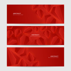 Shiny Diamond Red Abstract 3d Wide Banner Design Background