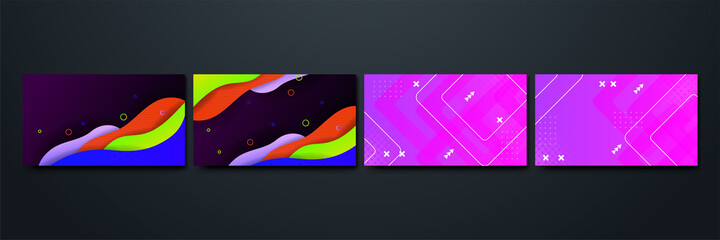 Rainbow Bloob and Transparant Red Colorful Abstract Memphis Geometric Design Background