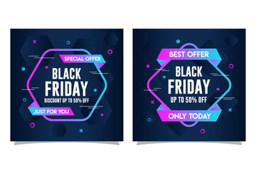 social media sale banner black friday gradient colorful design collection