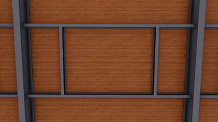 Industrial factory structure with mechanical machines for production with galvanized steel shed roof