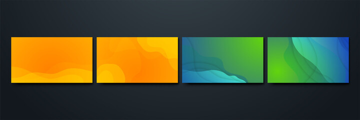 Obraz premium Wave overlap orange green Colorful Abstract Geometric Design Background