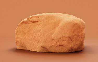 Single color yellow rocks in a flat yellow color background for product displays with copy space, 3d Rendering