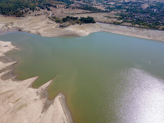 Aerial view of Domlyan Reservoir, Sredna Gora Mountain, Bulgaria