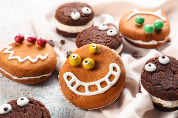 Funny cookies on grunge background