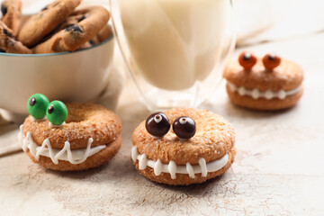Funny cookies on grunge background