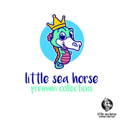 little sea horse cartoon logo mascot