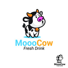 Cow moo cartoon logo mascot