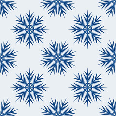 A seamless pattern on a square background is snowflakes. Design element