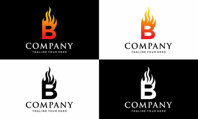 Fire letter B logo concept, modern gradient color logo style. on a black and white background.