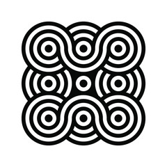 Geometric circle of circles shaped logo design. Round monochrome icons on white background. Branding logotype design element for corporate style