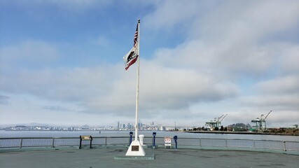flags at the pier