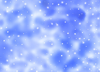 Watercolor Winter snowy blue Blurred Background with white cloud