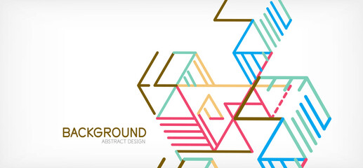 Abstract background. Color lines on white background. Linear abstract composition. Techno or business concept for wallpaper, banner, background, landing page