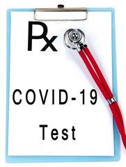 COVID-19 Test text write on prescription
