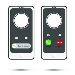 Call screen set. Interface. Slide to answer. Accept button, Decline button.