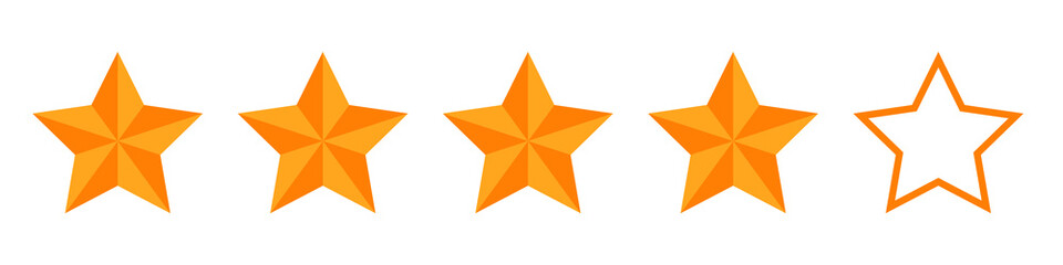 Five stars rating icon. Five stars customer product rating.