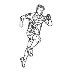 line art of man posing in running style