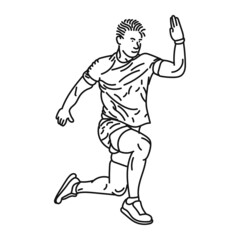Fototapeta na wymiar line art of man posing in running style