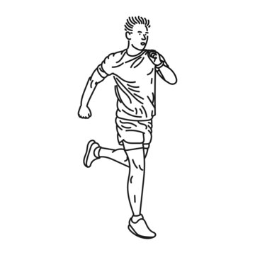 line art of man posing in running style