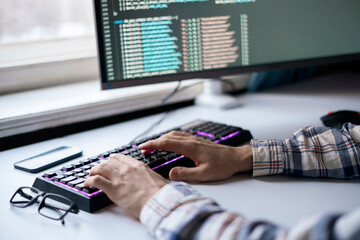 hands input text in computer, person typing on keyboard