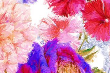 Fototapeta na wymiar Beautiful abstract flower and bouquet illustration
