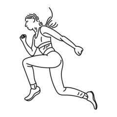 line art woman posing in running style