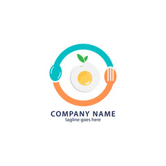 Fototapeta premium Food Logo Design Elements, spoon, fork with egg editable