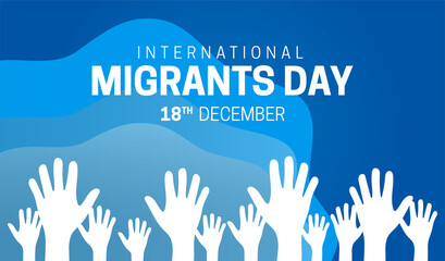 International Migrants Day Background Illustration with Water and Sea Waves