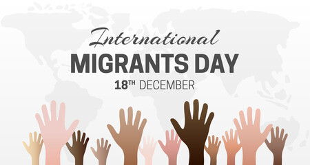 Obraz premium International Migrants Day Background Illustration with Hands