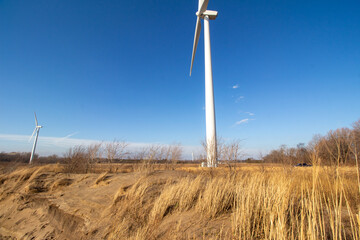 Wind turbine on a field