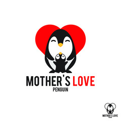 Mother penguin cartoon logo