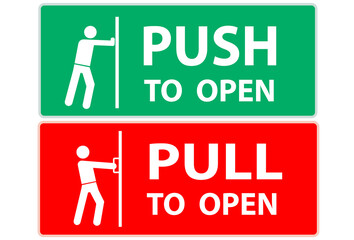 Pull and push to open door icon design. Vector - obrazy, fototapety, plakaty