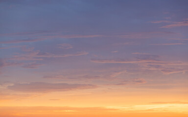 Fototapeta na wymiar Blue yellow gradient of sunset sky.