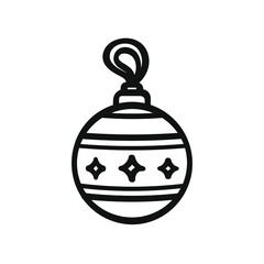 Round Christmas tree bauble outline doodle clipart