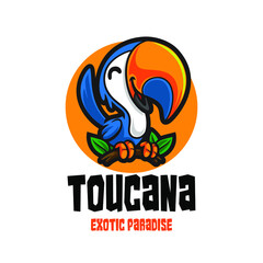 Toucan bird cartoon logo mascot
