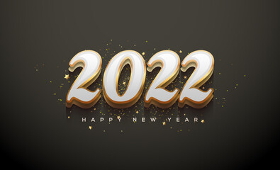 2022 happy new year classic in white in gold