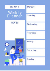 Midnight Blue Illustration Weekly Planner
