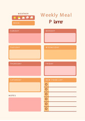 Orange Pink Minimal Weekly Meal Planner