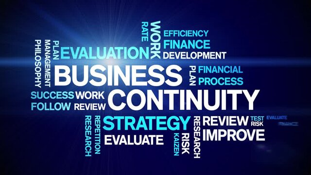 4k Business Continuity Animated Tag Word Cloud;Text Design Animation typography seamless loop.