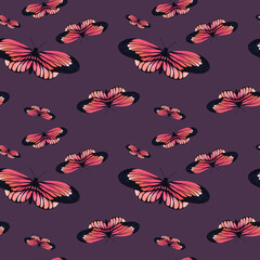Fototapeta na wymiar Butterfly pattern. Watercolor seamless illustration. A ready-made template for the design of wallpaper, textiles, background.