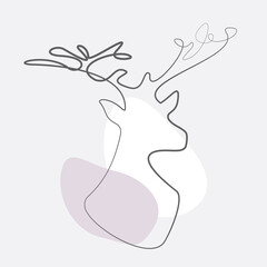 Reindeer head contour line drawing isolated vector icon