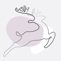 Prancing reindeer contour line drawing isolated vector icon